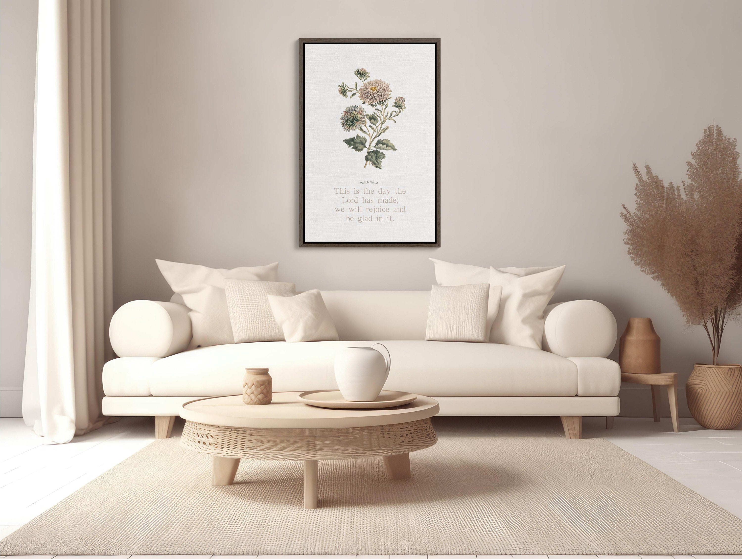 Beautiful set of Christian scripture wall art featuring floral prints