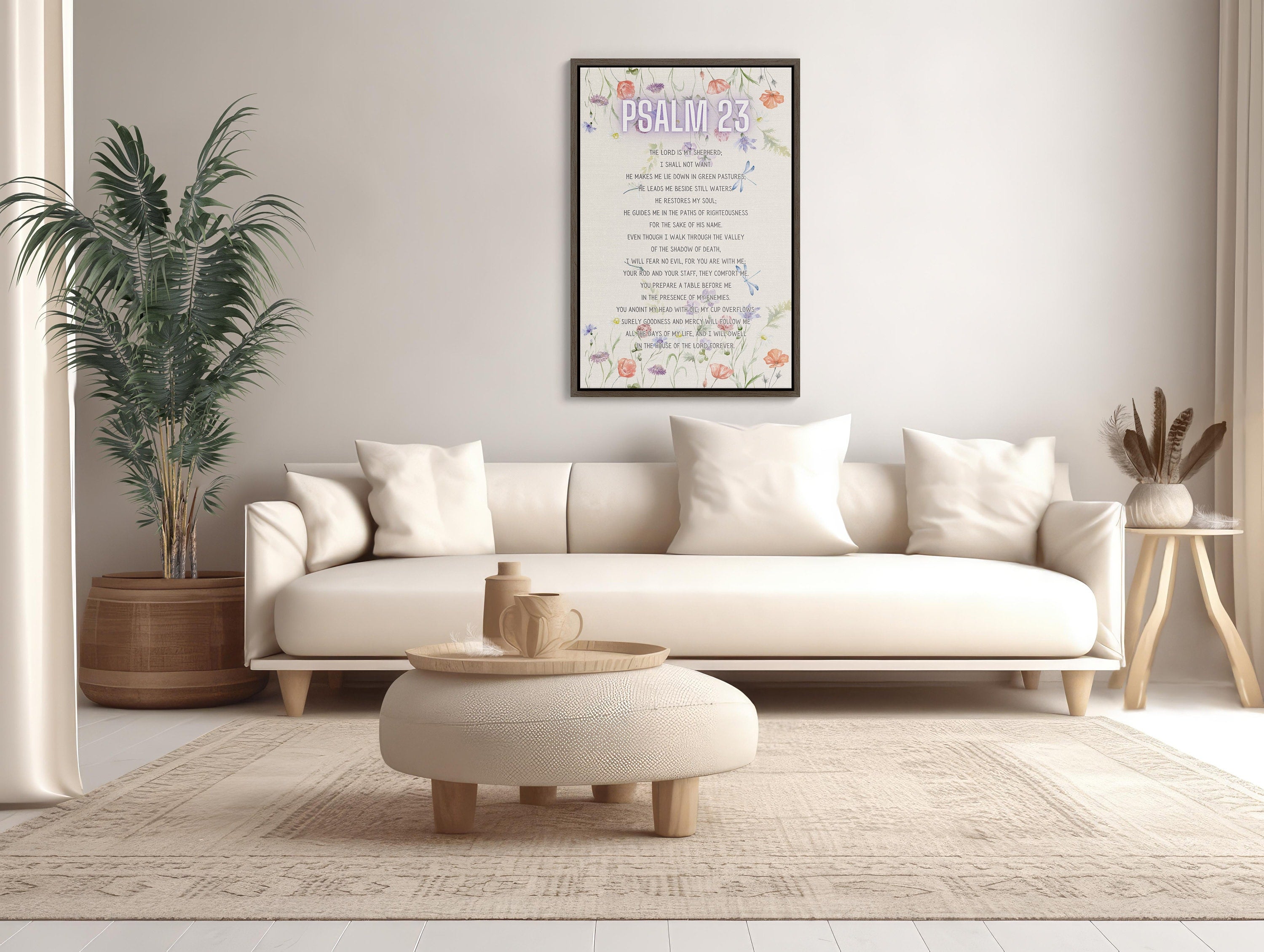 Serene Christian Wall Art Instant Digital Download with Psalm 23