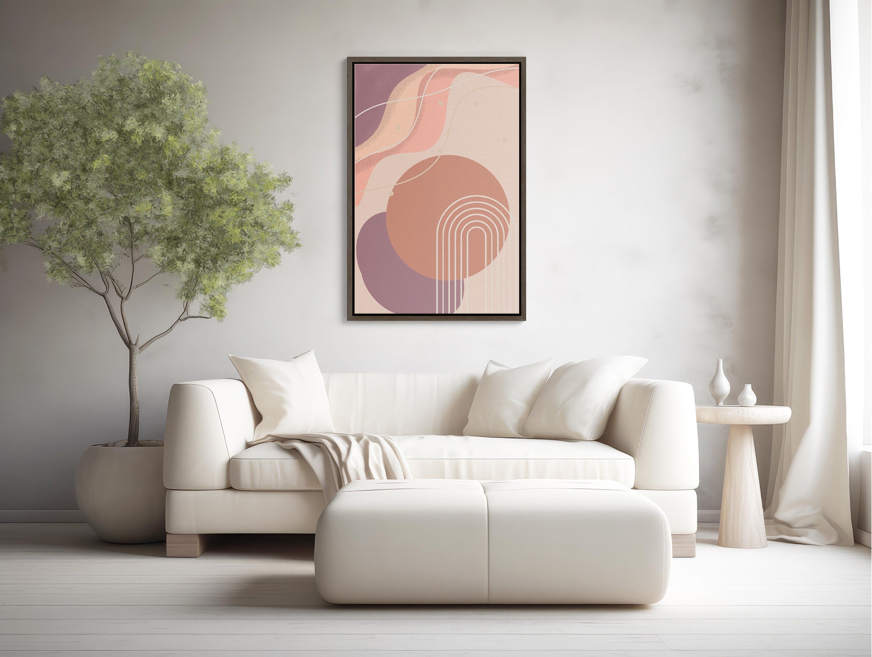 Beautiful pink boho wall art XL framed canvas to enhance your space with elegant and stylish decor