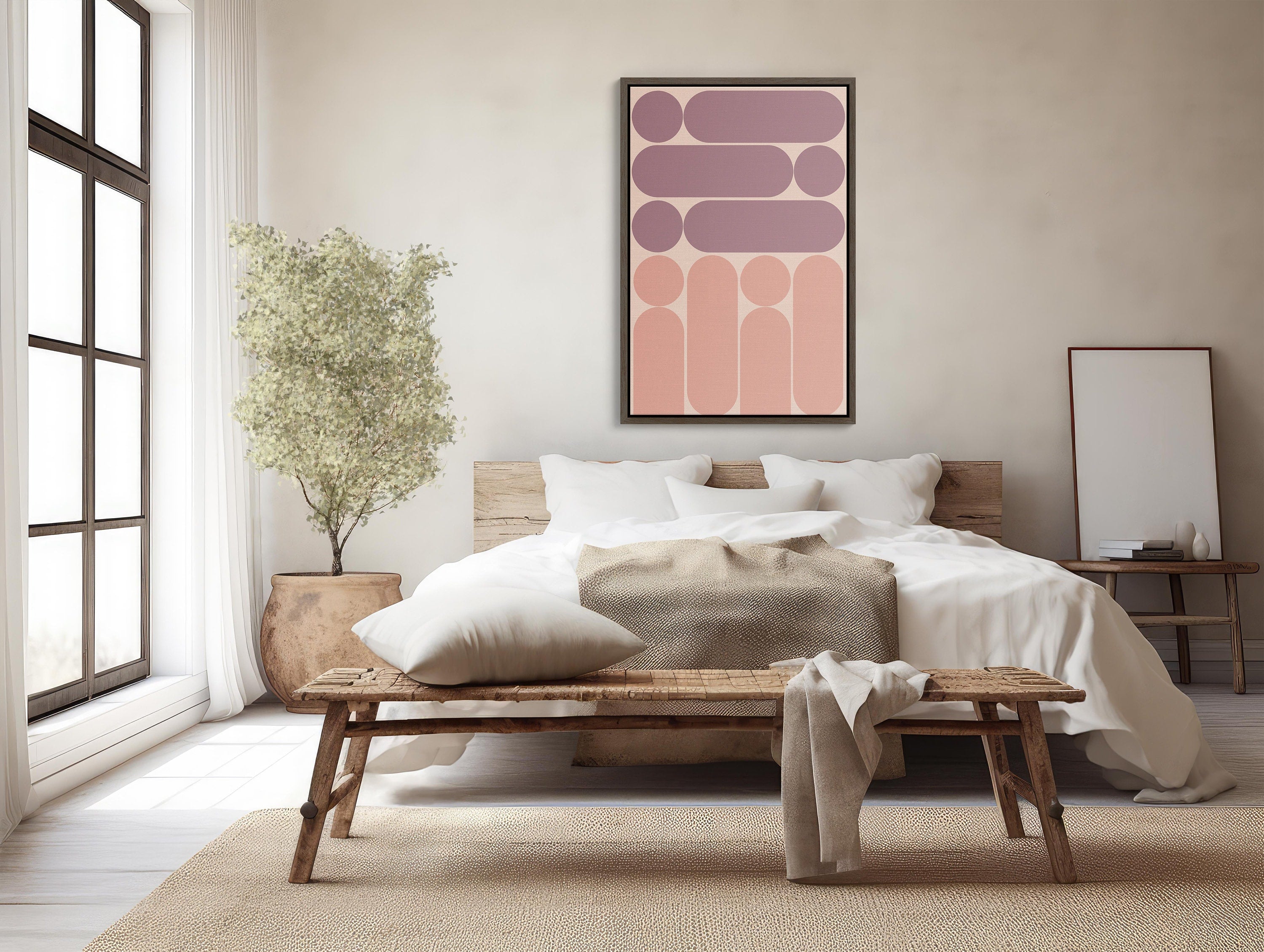  Elegant XL Pink Boho Framed Canvas Wall Art perfect for adding a pop of color to any room