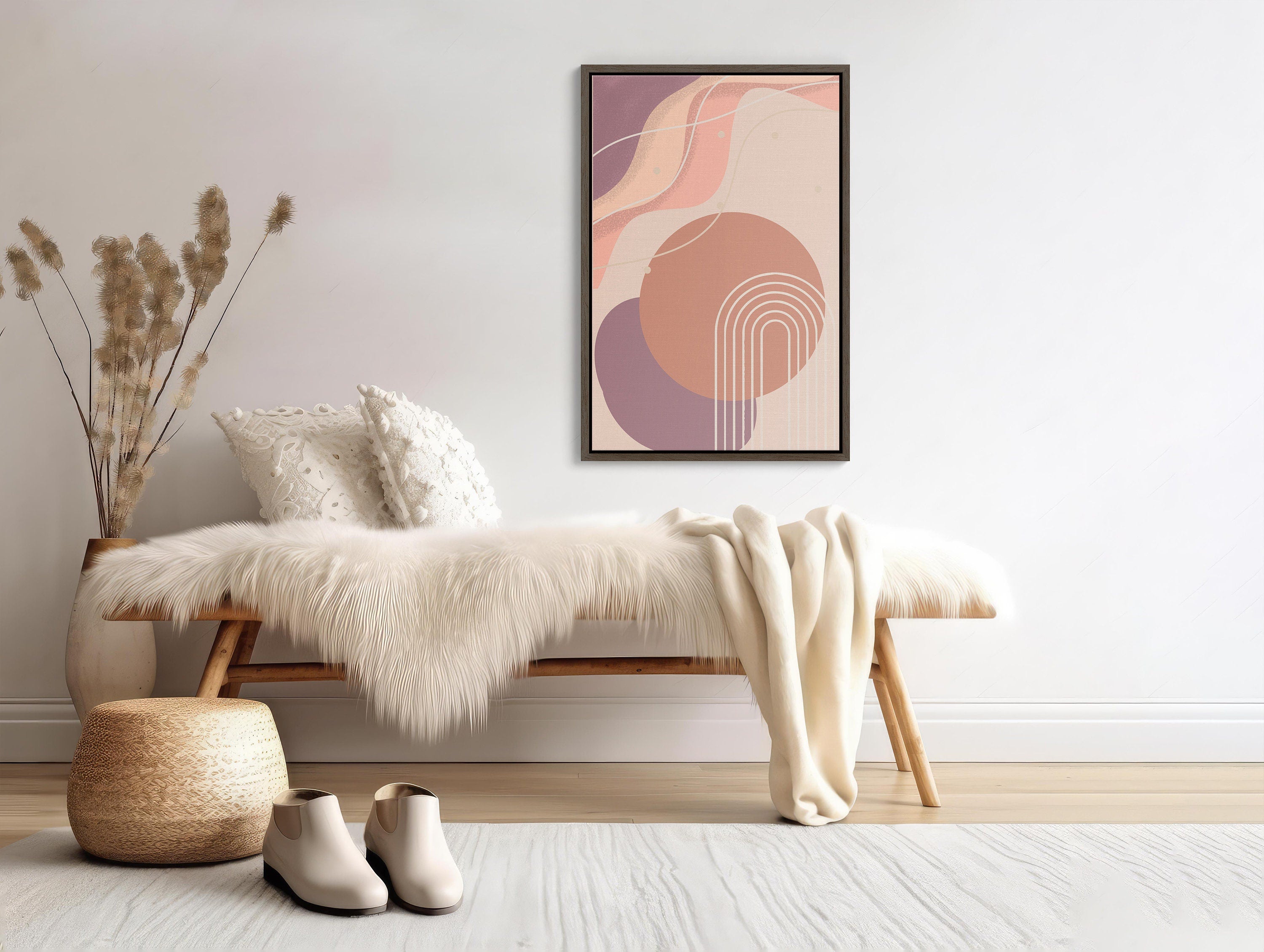 Large Framed Canvas with Elegant Pink Wall Art Design