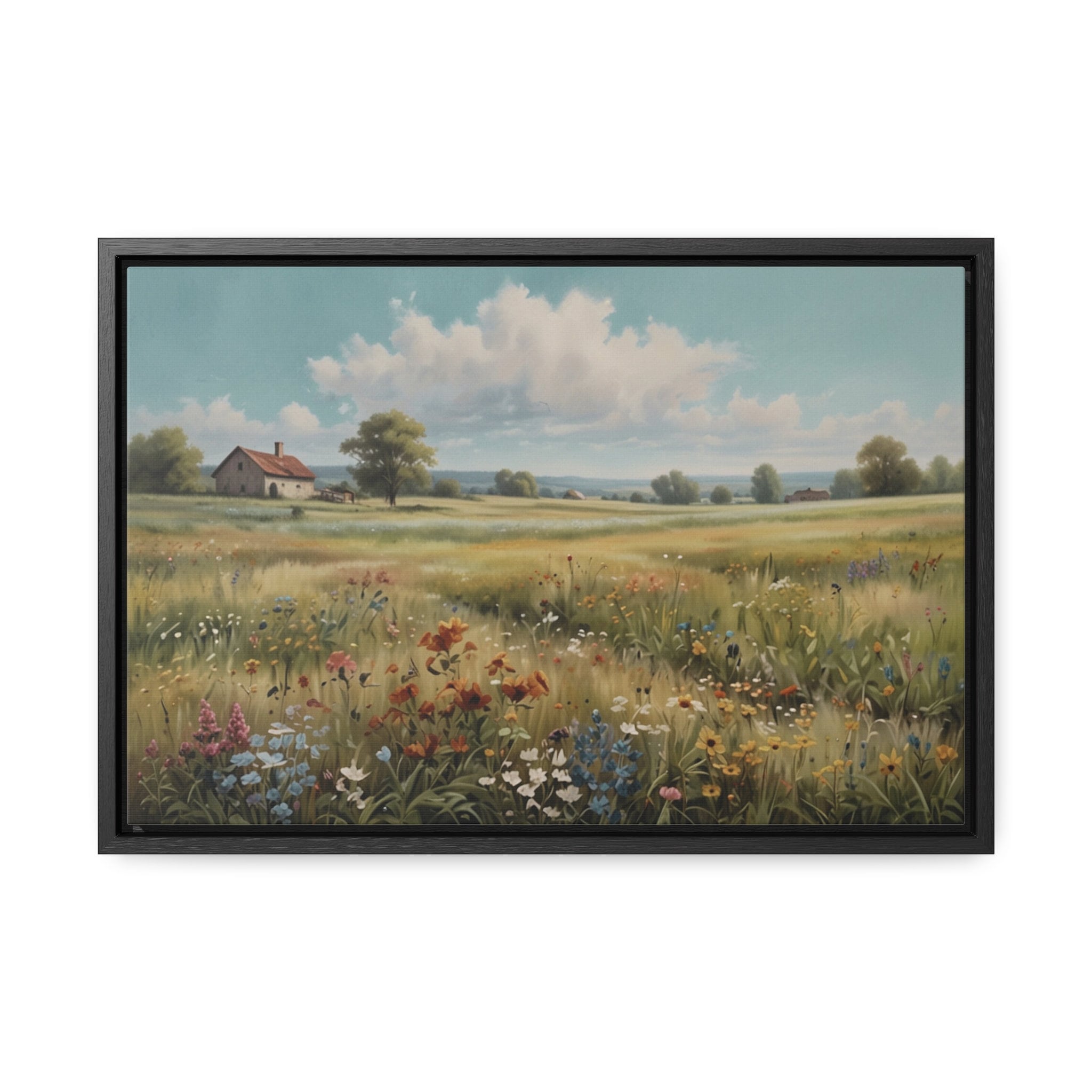 Beautiful meadow scene with wildflowers, printed on high-quality canvas