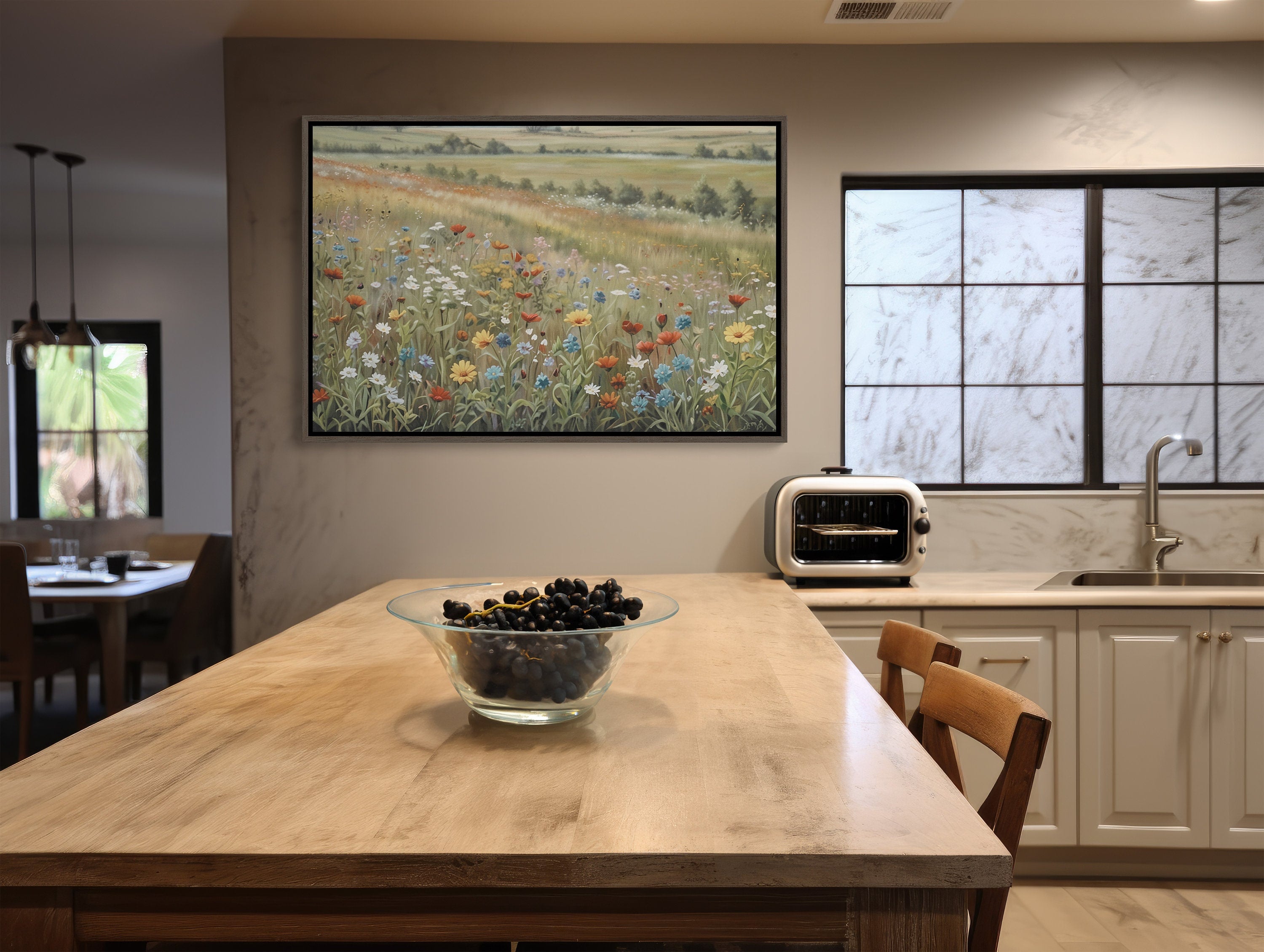  Stunning wildflower field landscape print on high-quality canvas