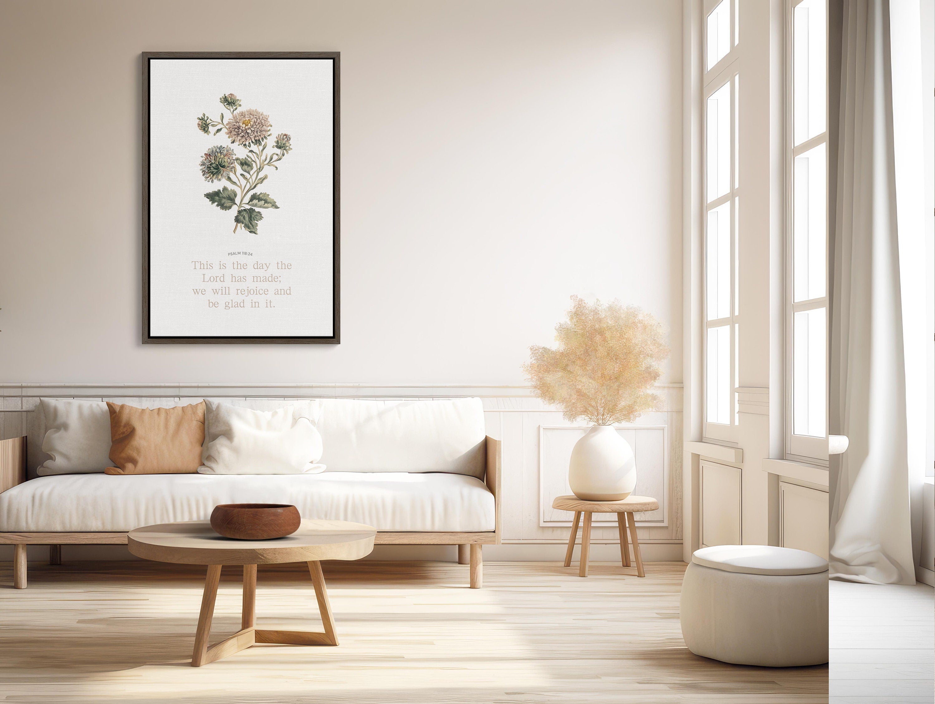 Elegant and inspiring religious wall decor with Psalm 23 and floral frame