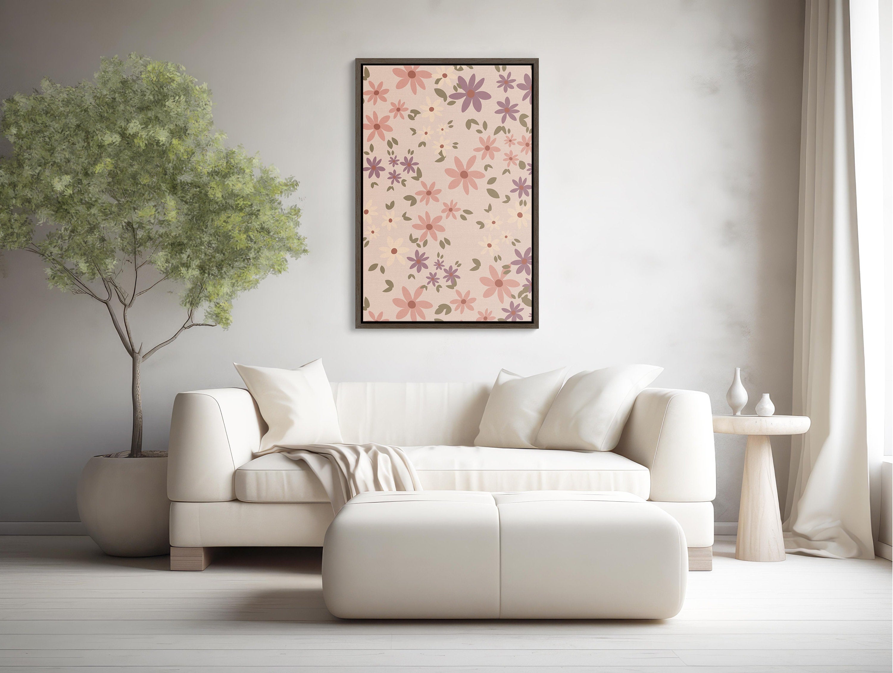 Timeless artwork of boho pink wall art framed for free shipping