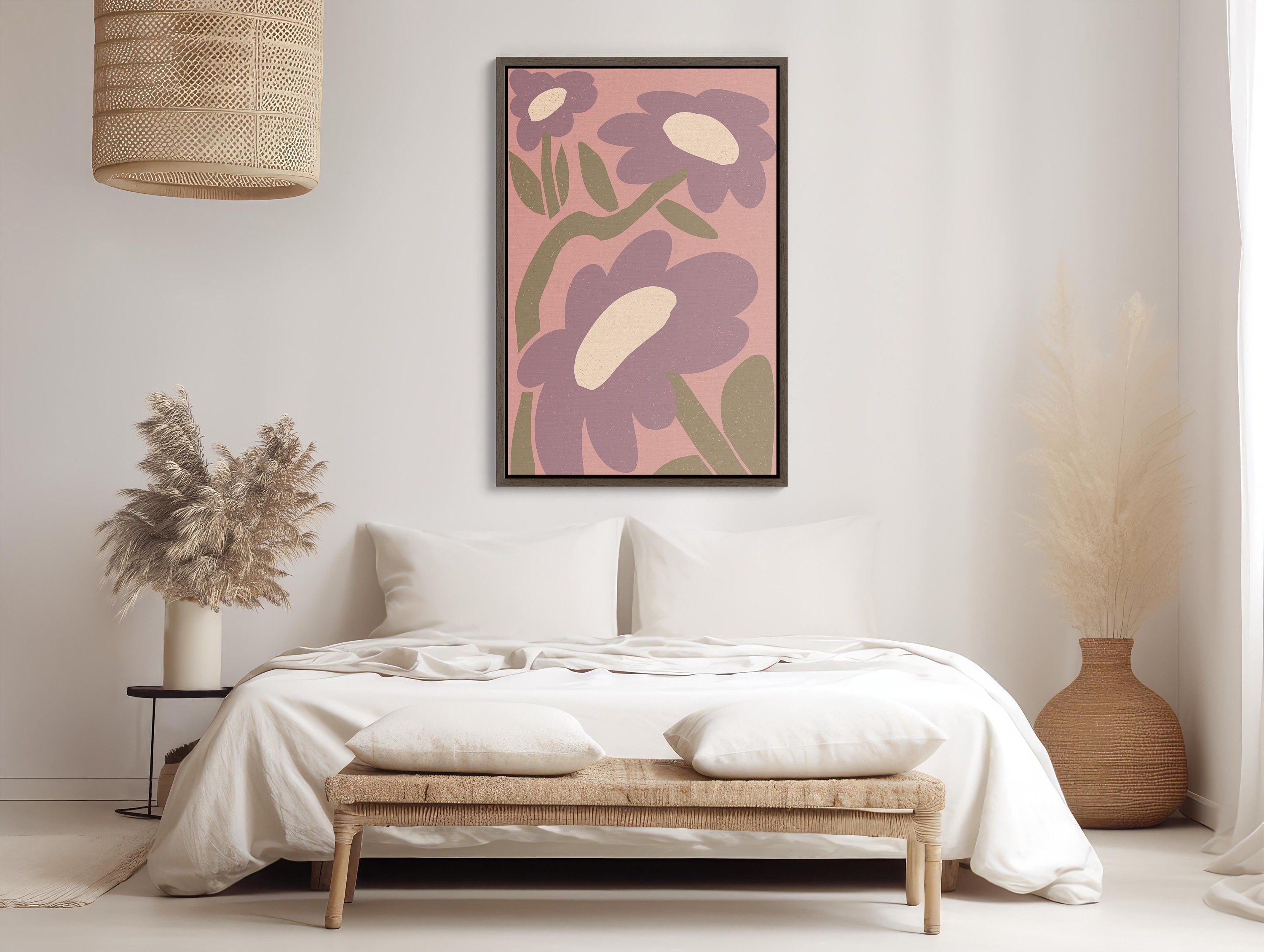 Beautiful Boho Pink Framed Wall Art with Free Shipping