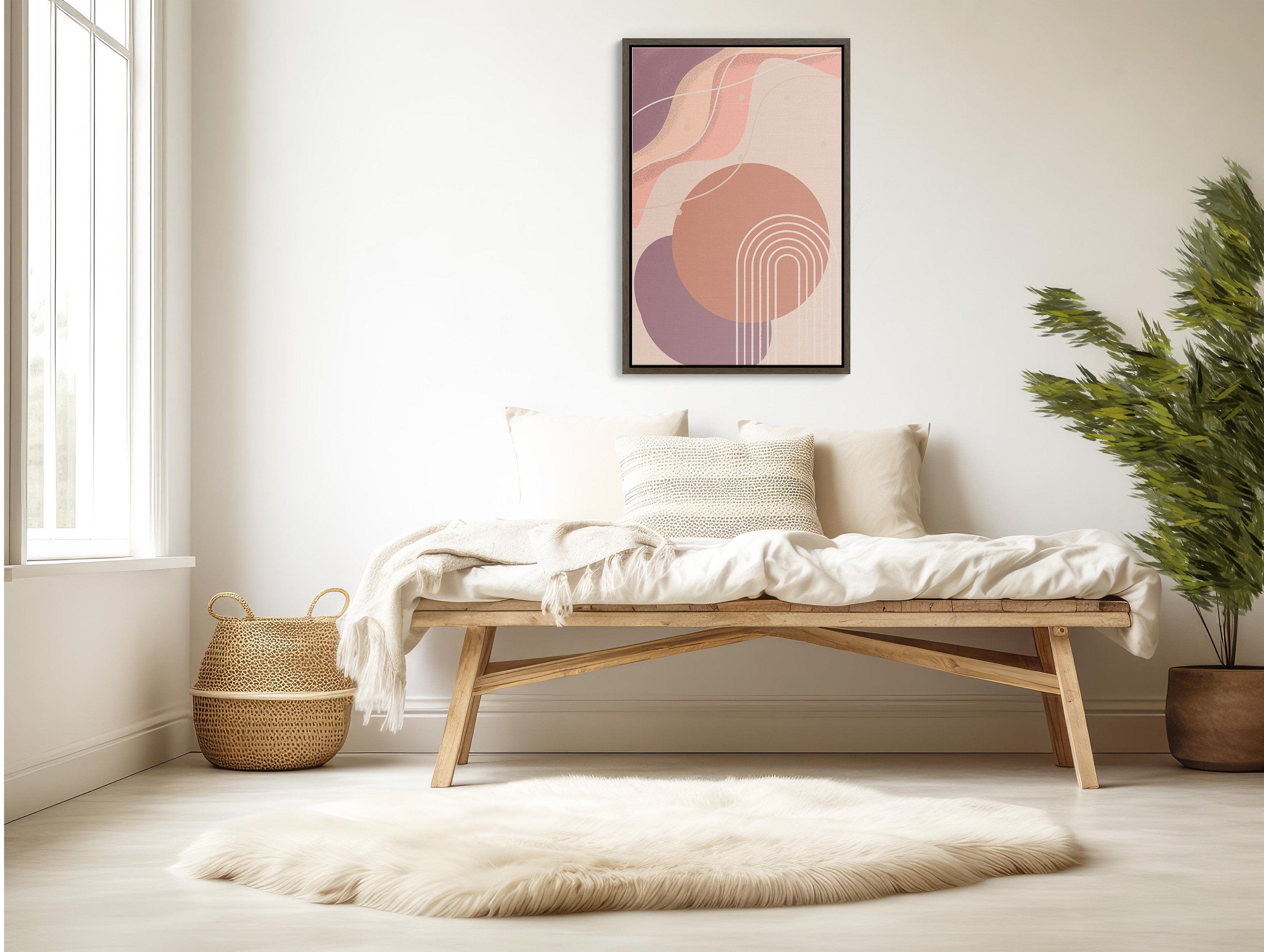 Gorgeous boho wall art in a pink color palette