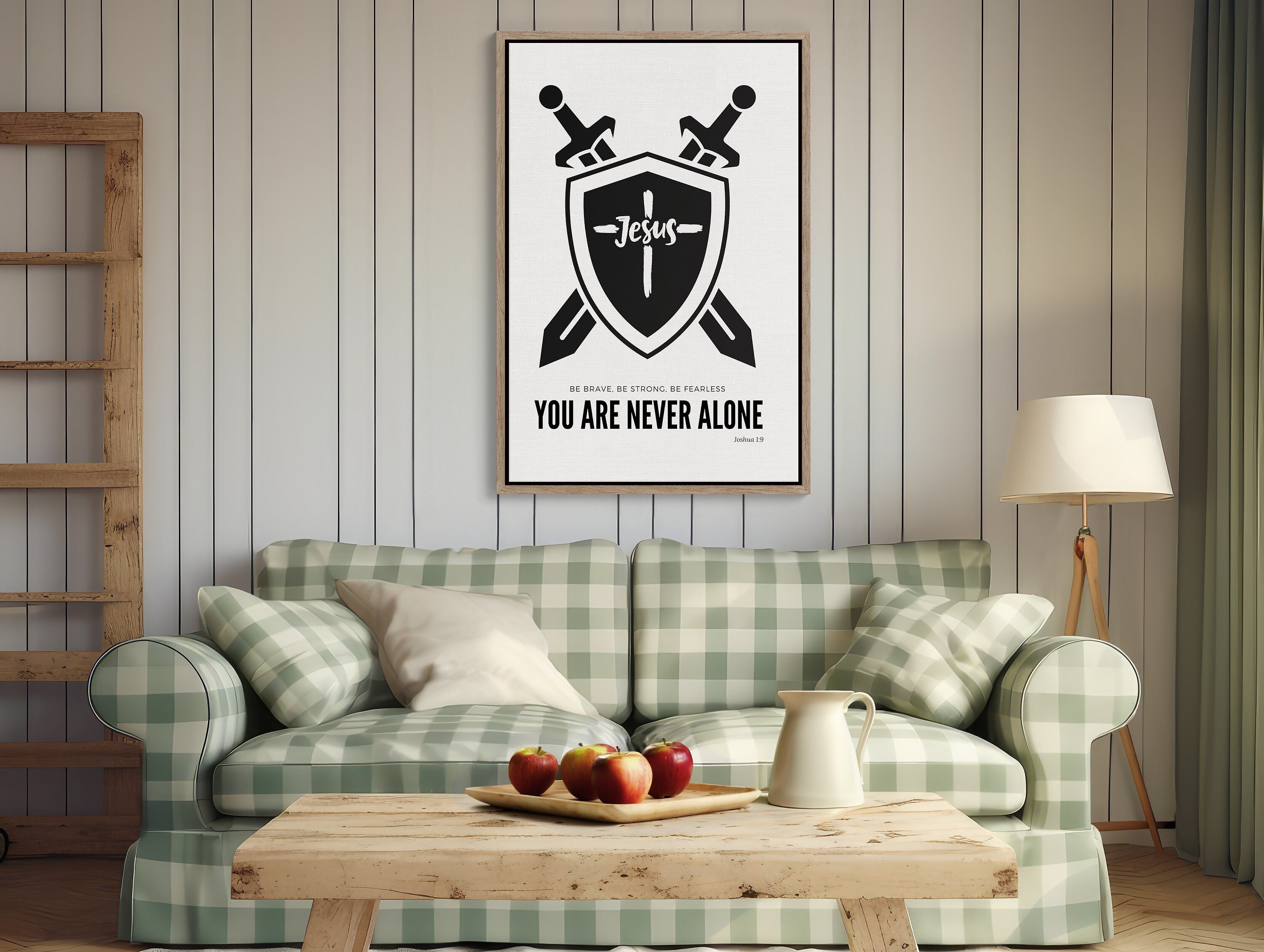 Religious Scripture Wall Art: Be Brave, Be Strong Digital Print