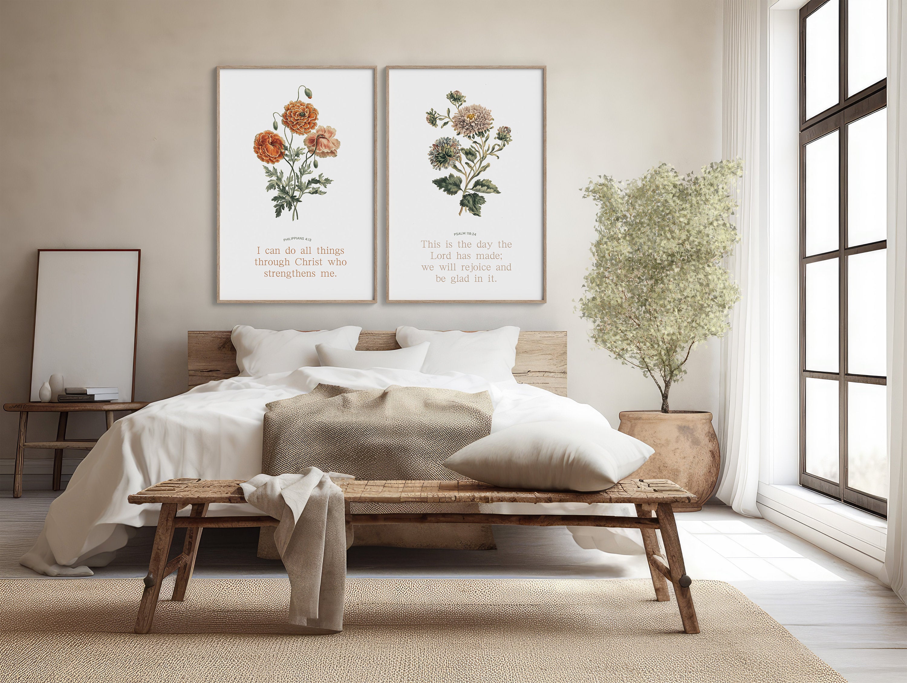  Religious wall art with colorful floral accents