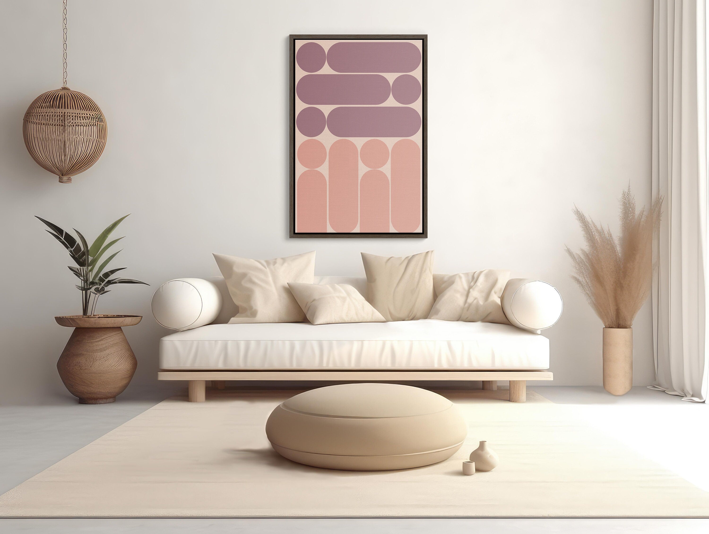  Beautiful XL Pink Boho Framed Canvas Wall Art with ornate frame and eye-catching design