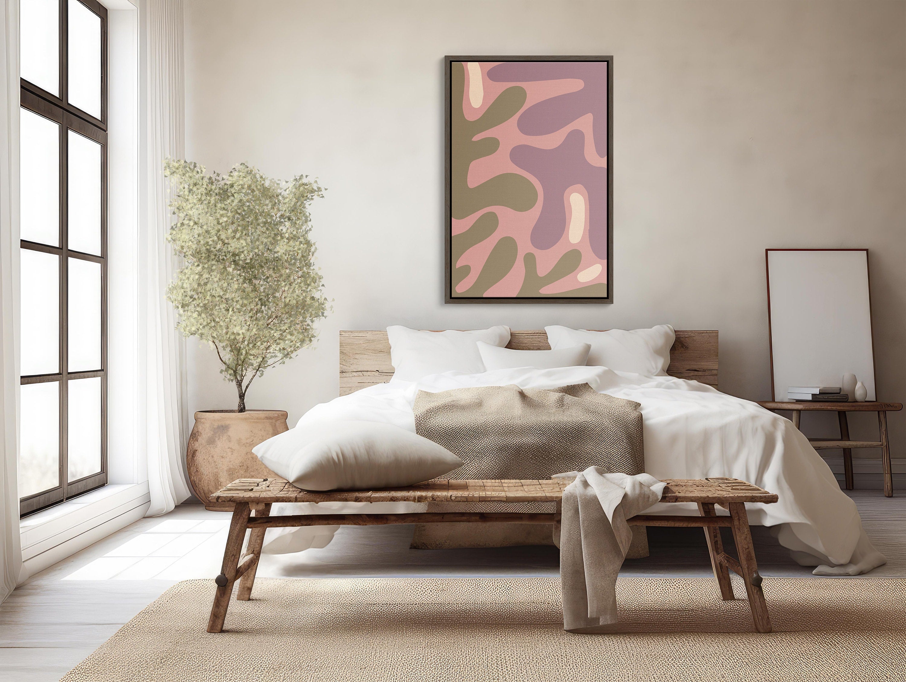 Chic Pink Wall Art Poster Perfect for Creating a Serene Bedroom Ambiance