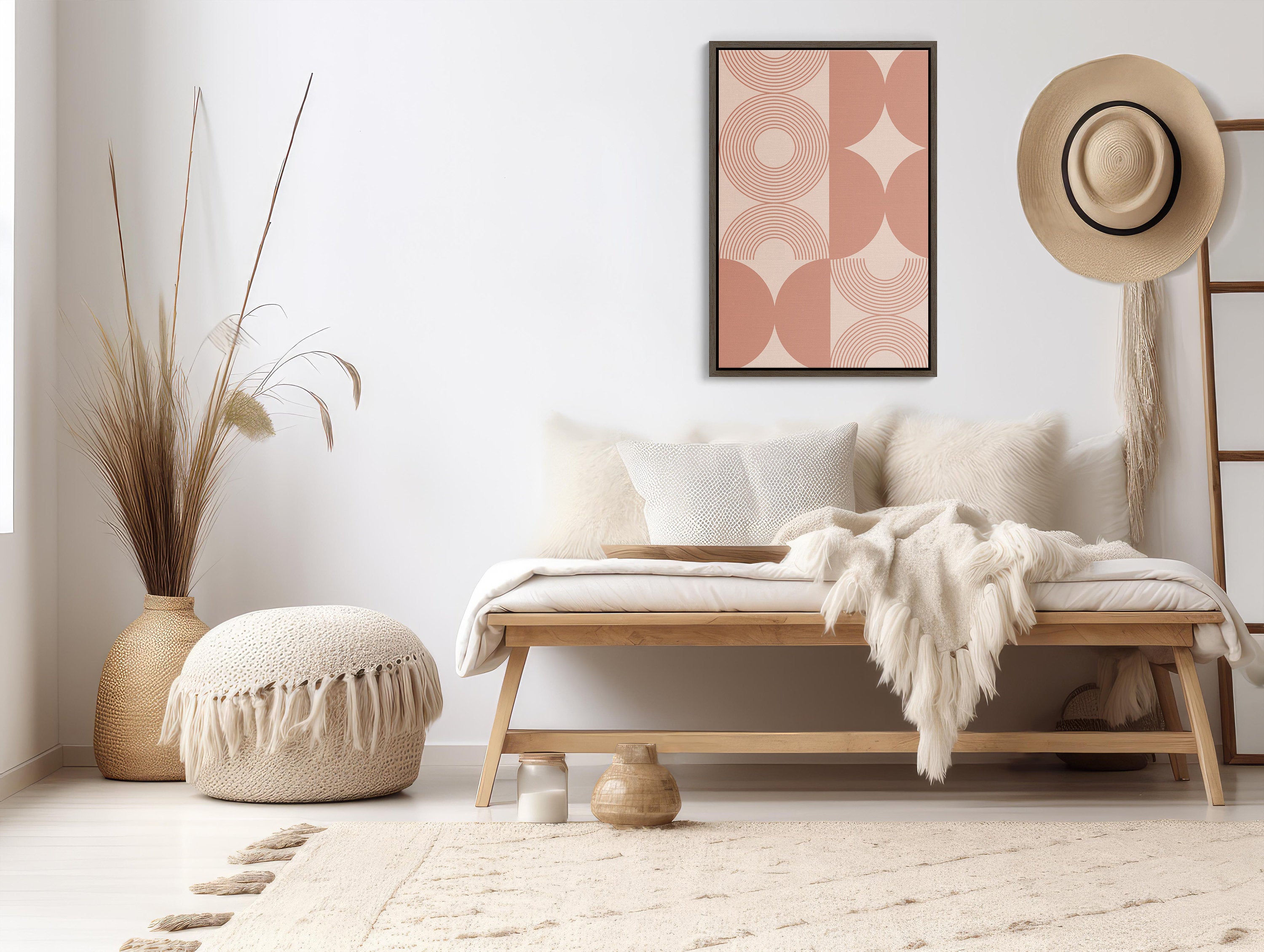 Elegant Pink Wall Art with Boho Style