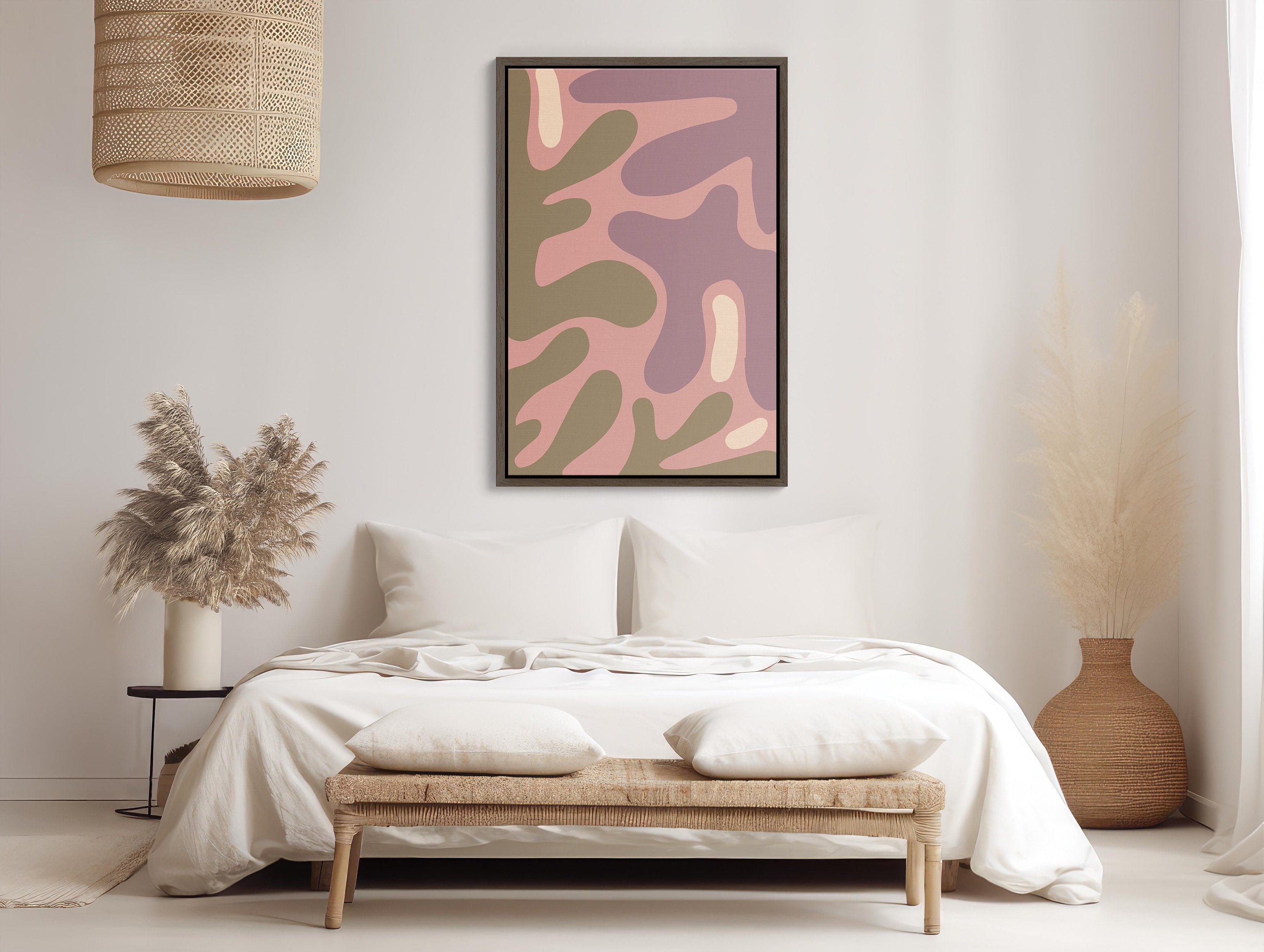 Chic Pink Boho Wall Art Poster featuring intricate bohemian patterns and vibrant pink hues, perfect for adding a touch of elegance and style to any space