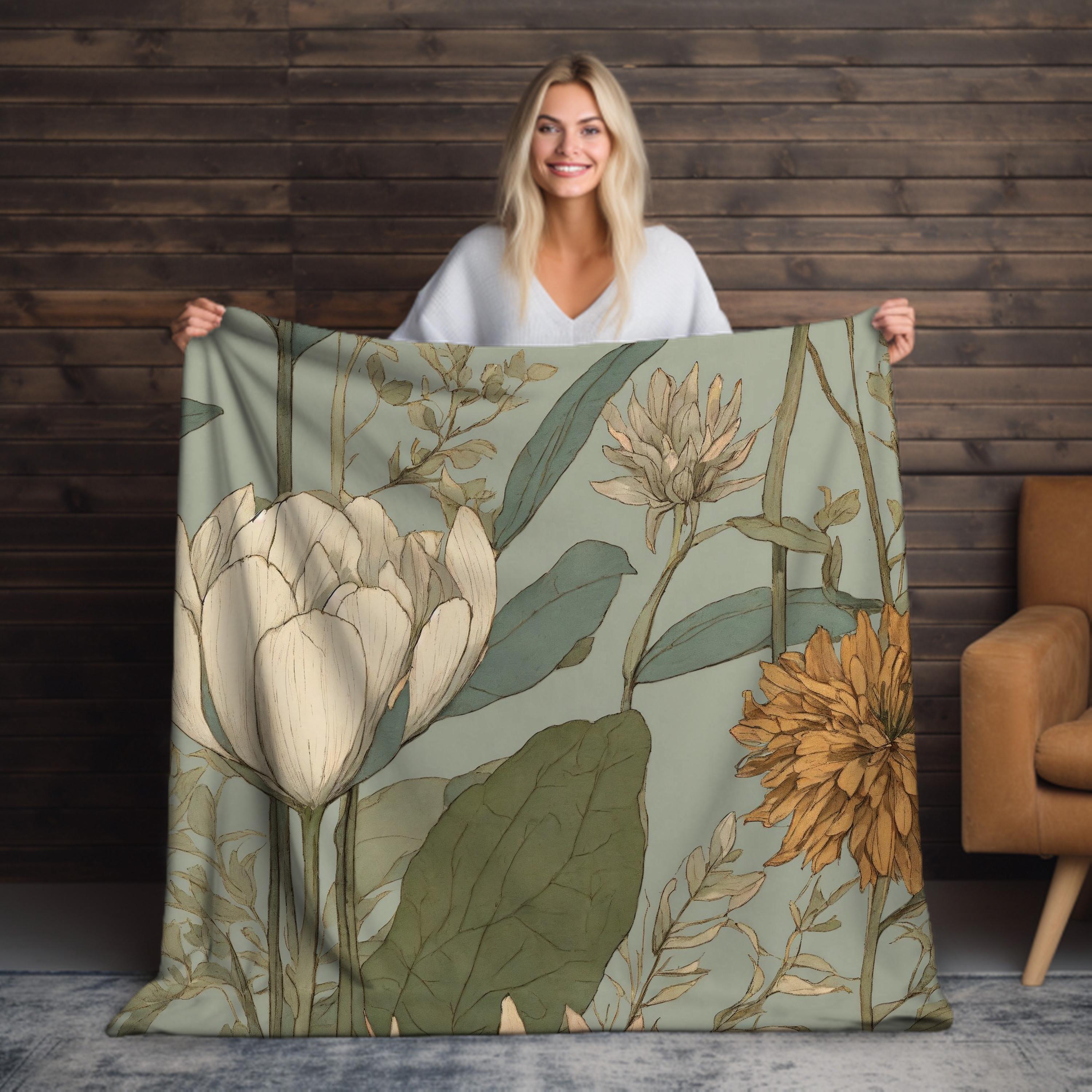 Throw blanket, plush velveteen, cottagecore floral, gifts for friends, grandma wife decor, housewarming gift, blankets and throws, christmas present, fleece blanket, new mom sister, thank you bridesmaid, teacher flower print, sofa couch bed