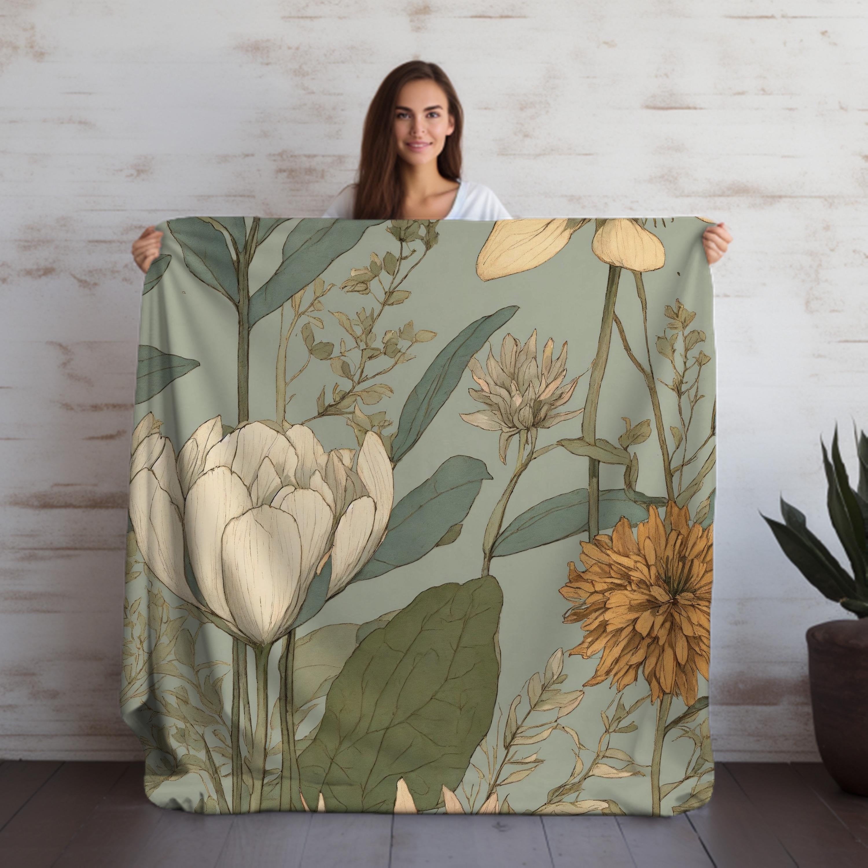 Throw blanket, plush velveteen, cottagecore floral, gifts for friends, grandma wife decor, housewarming gift, blankets and throws, christmas present, fleece blanket, new mom sister, thank you bridesmaid, teacher flower print, sofa couch bed