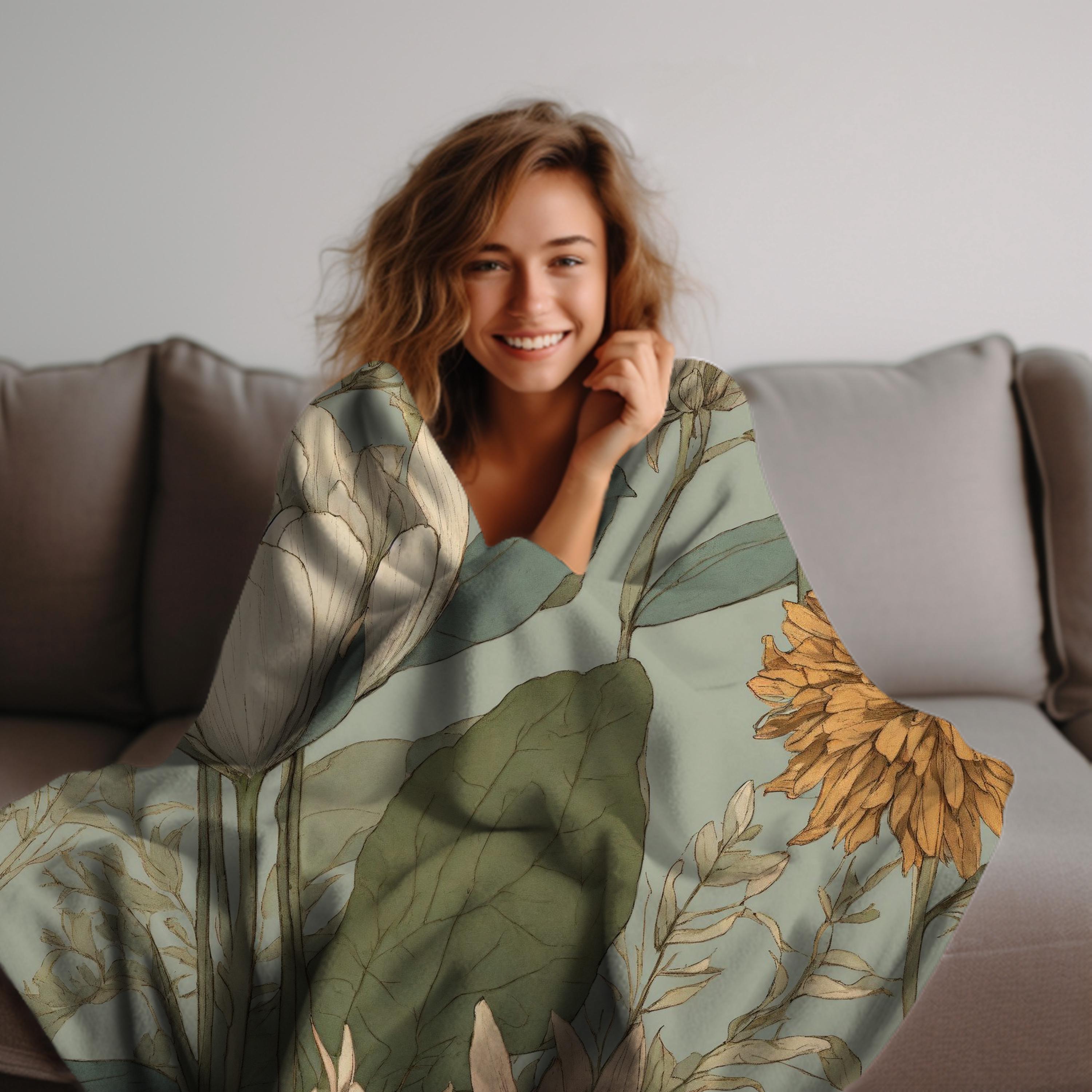 Throw blanket, plush velveteen, cottagecore floral, gifts for friends, grandma wife decor, housewarming gift, blankets and throws, christmas present, fleece blanket, new mom sister, thank you bridesmaid, teacher flower print, sofa couch bed